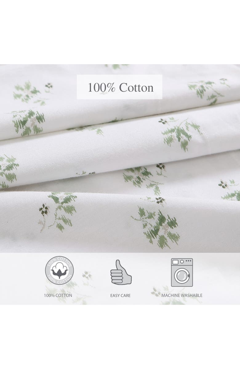 STONE COTTAGE Sketchy Ditsy 200 Thread Count Cotton Percale Sheet Set, Alternate, color, Light Pastel Green