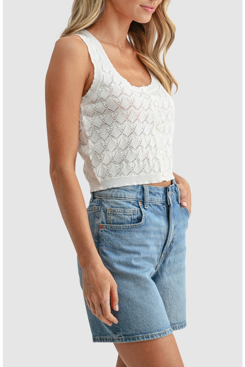 Pointelle Button Front Sweater Tank, Alternate, color, CREAM