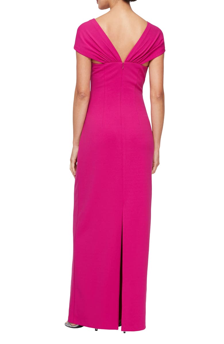 Alex Evenings Cap Sleeve Crepe Gown, Alternate, color, Fuchsia