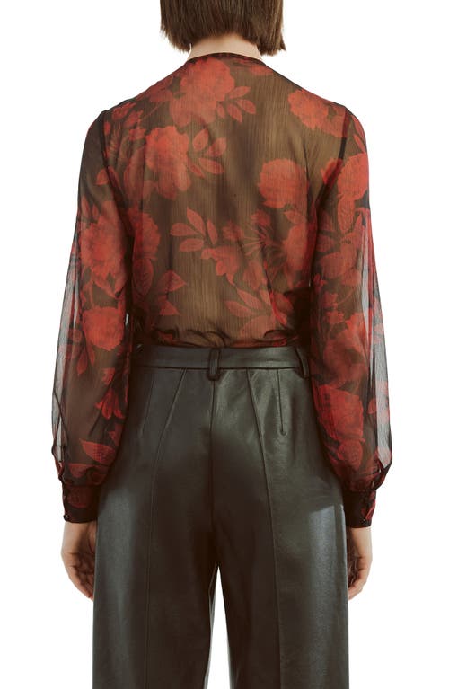 Bardot Diana Floral Georgette Wrap Top In Red Floral