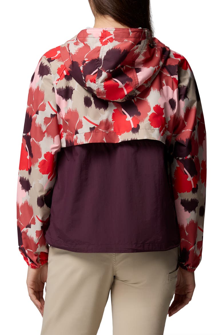 Spire Valley Print Water Repellent Windbreaker, Alternate, color, WASHED RED IKATBLOOM