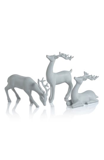Zodax Set Of 6 Decorative Reindeer Figurines In White