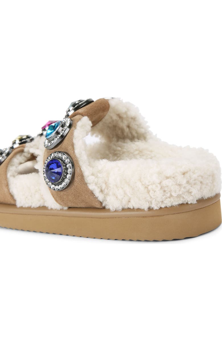 Kurt Geiger London Orson Crystal Teddy Genuine Shearling Lined Sandal, Alternate, color, Dark Beige