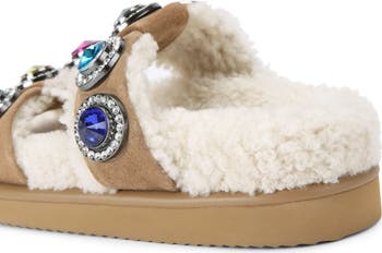 Orson Crystal Teddy Genuine Shearling Lined Sandal