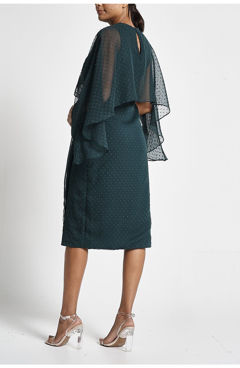 Frock and Frill Cape Sleeve Embellished Midi Gown, Alternate, color,