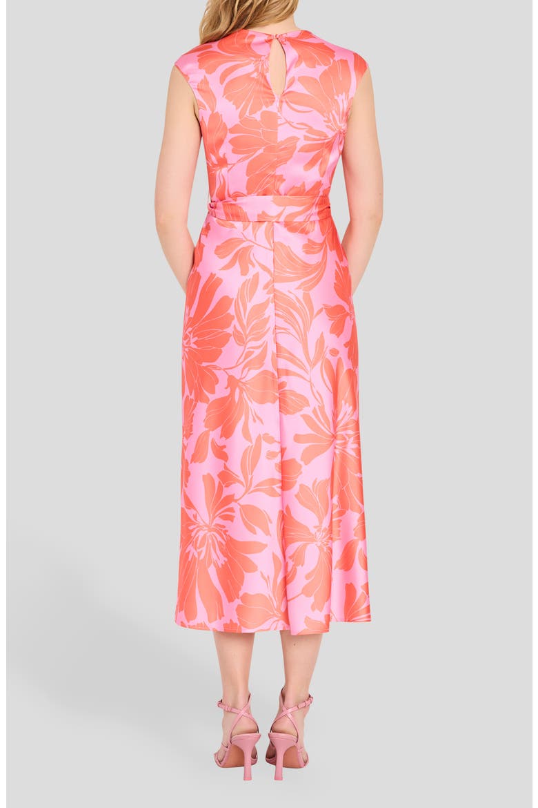 Floral Cross Neck Sleeveless Midi Dress, Alternate, color, GUAVA FLAMINGO