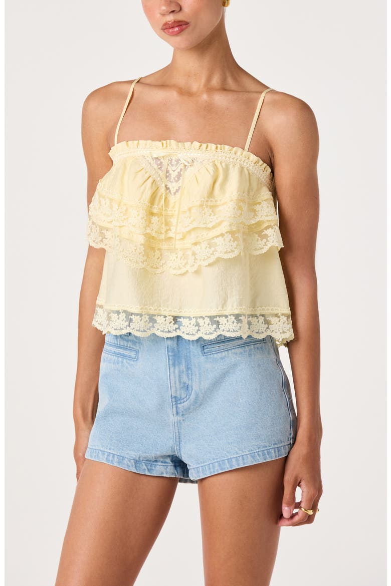 Jazlyn Lace Detail Tiered Top, Alternate, color, BUTTER YELLOW
