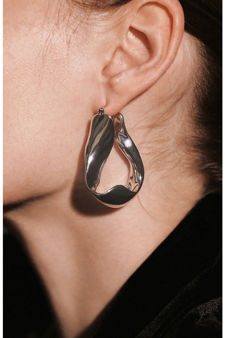 Ripple Earrings, Alternate, color, Silver