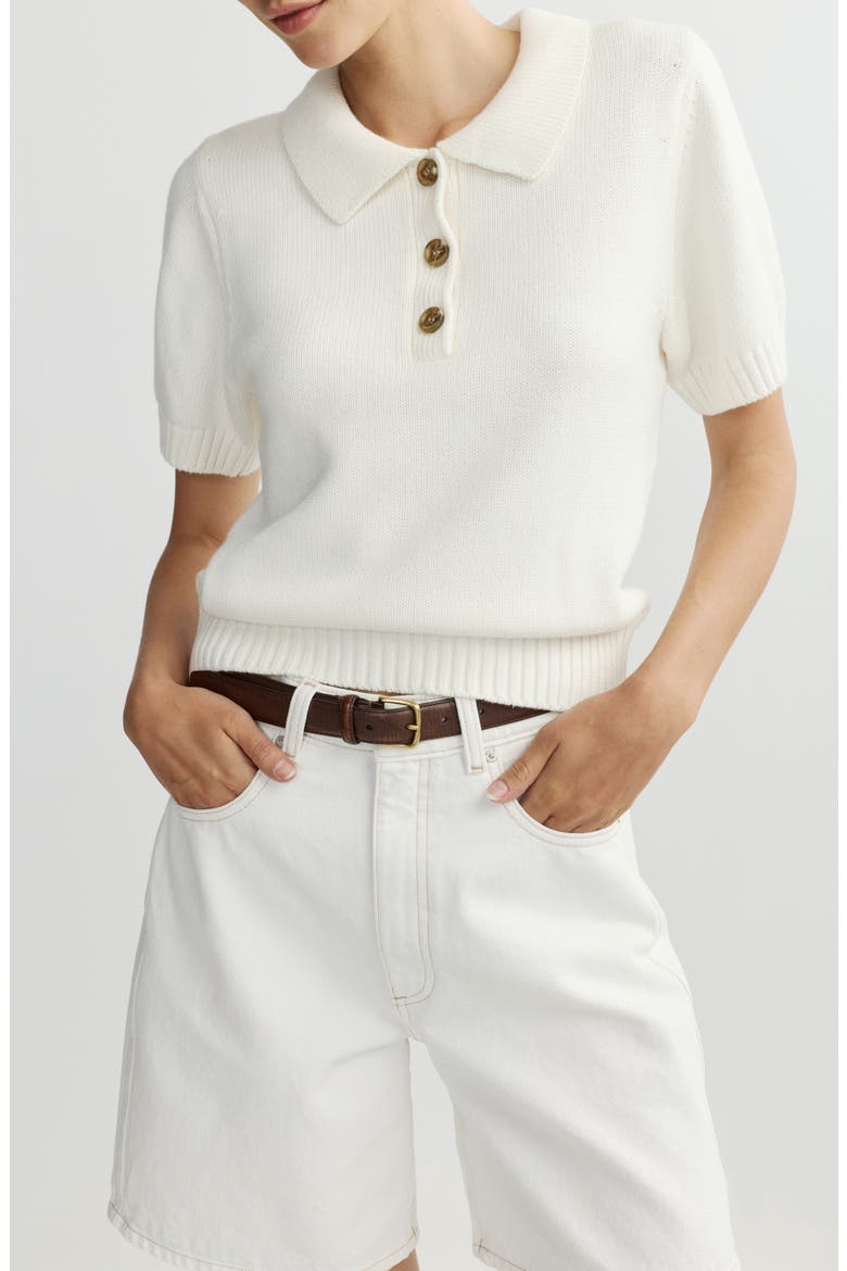 May Knit Sweater Polo, Main, color, WHITE