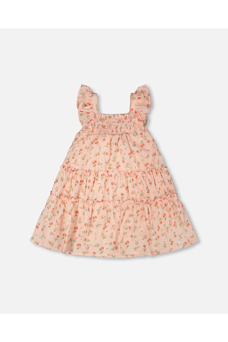 Multi-Tiered Printed Flowers Dress with Smocking, Main, color, Pink Printed Flowers