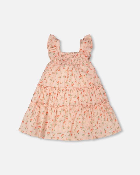 Multi-Tiered Printed Flowers Dress with Smocking (Baby)