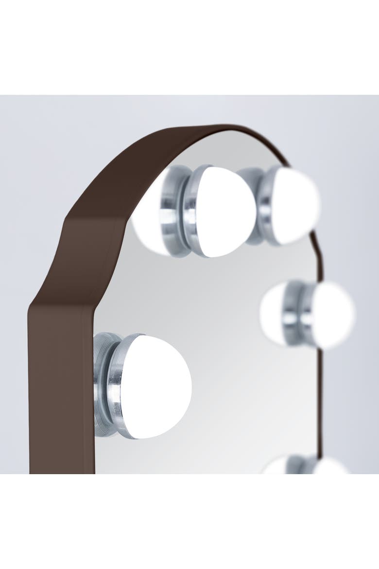 Scalloped Edge Hollywood LED Vanity Mirror, Alternate, color, Chocolate
