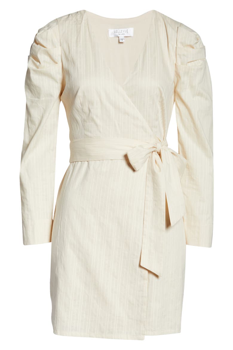 Bianca Wrap Front Long Sleeve Dress, Alternate, color, CREAM
