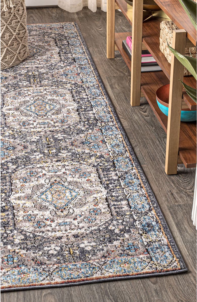 JONATHAN Y Kesan Vintage Medallion Area Rug, Alternate, color, Charcoal Gray/Ivory