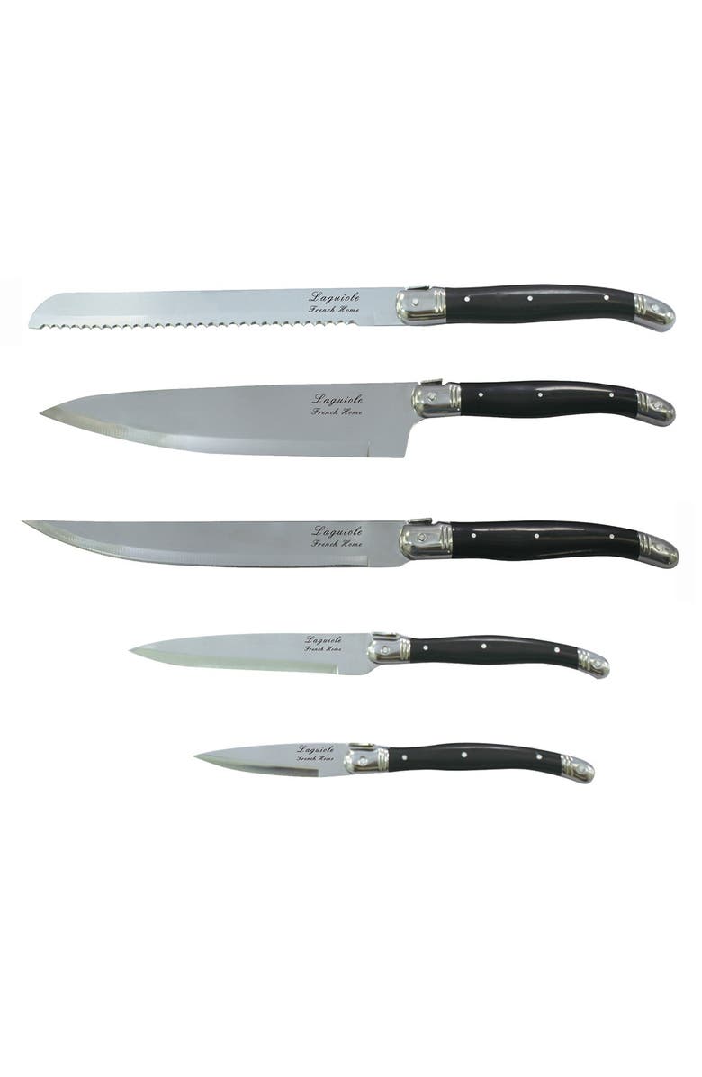 FRENCH HOME 5-Piece Laguiole Kitchen Knife Set, Alternate, color, Black