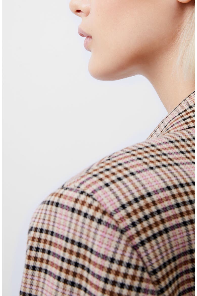 Gina Check Double Breasted Blazer, Alternate, color, PINK CHECK