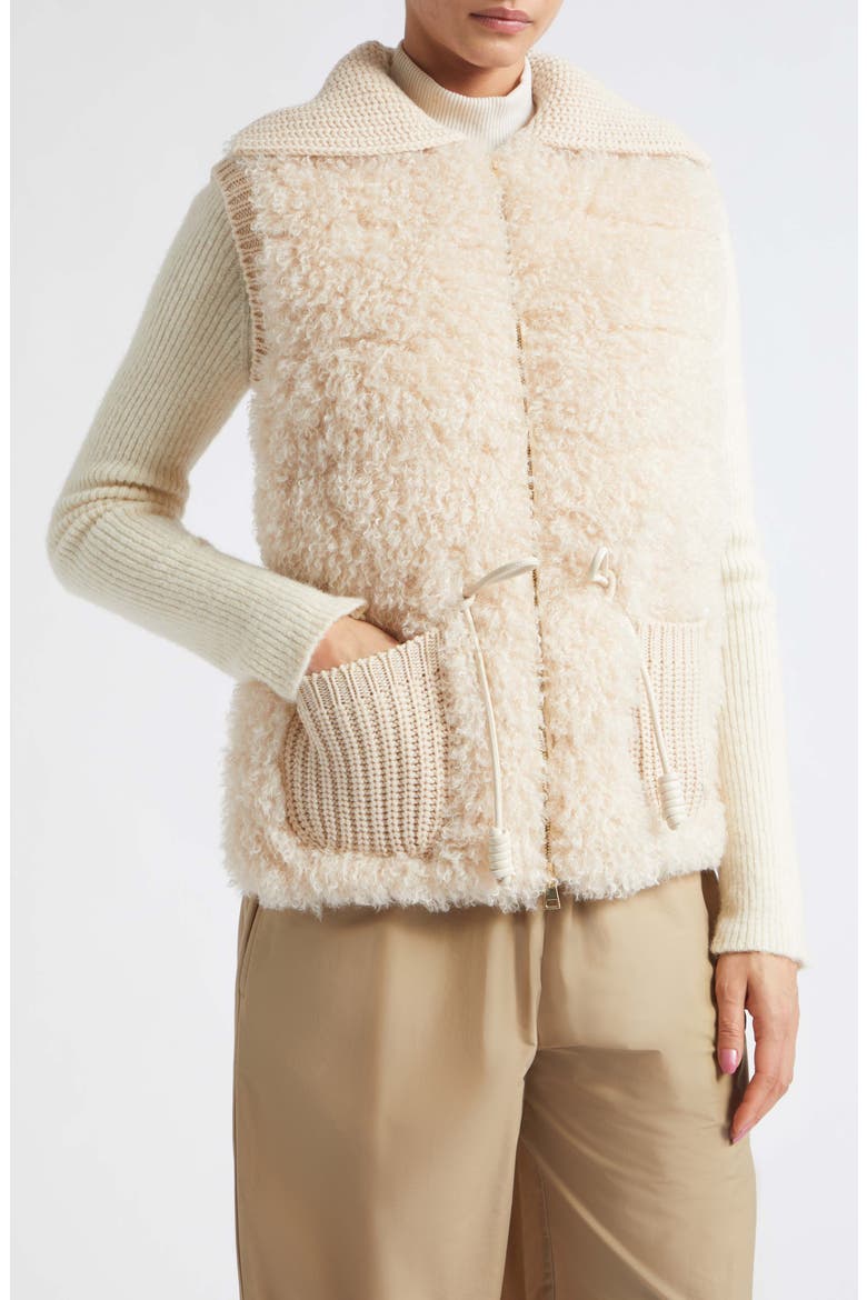 Quilted Faux Fur & Virgin Wool & Cashmere Down Vest, Alternate, color, BEIGE