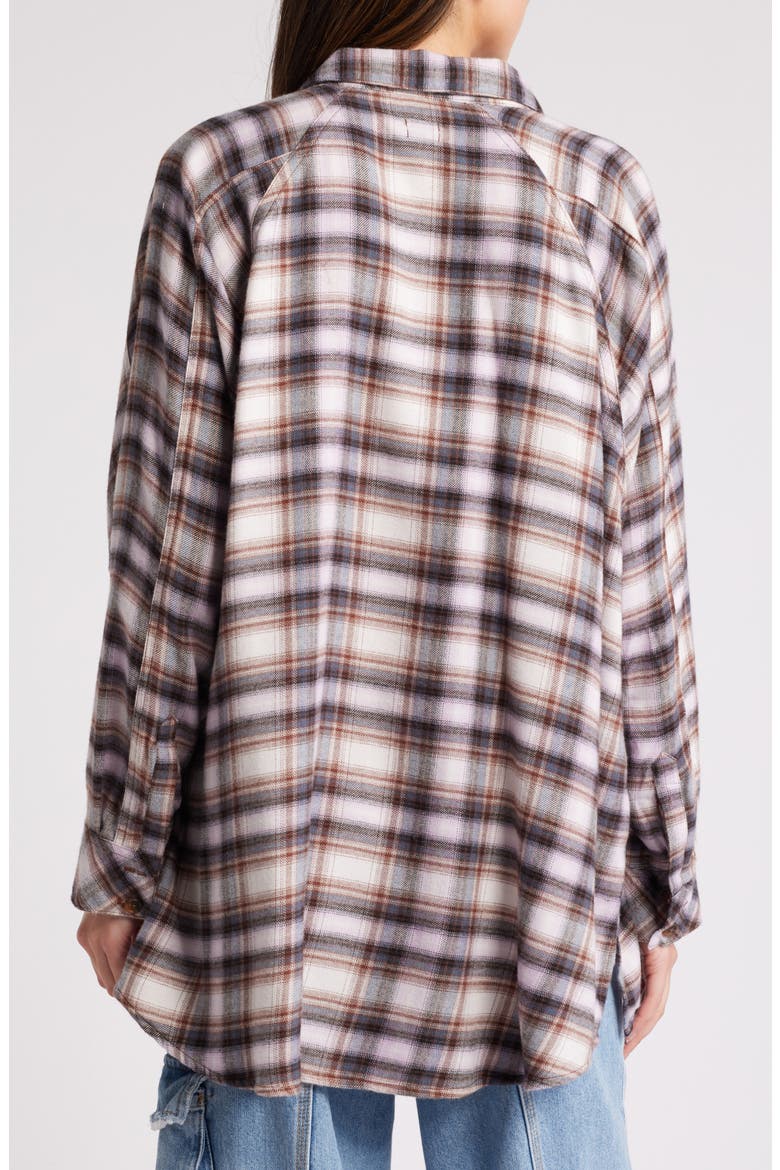 Brendon Plaid High-Low Hem Button-Up Shirt, Alternate, color, PINK