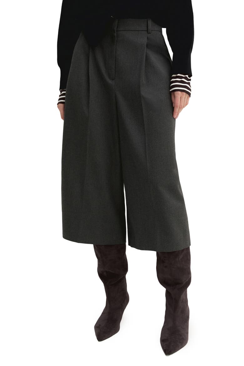 Ginnasta Pleated Wide Leg Culottes, Main, color, MELANGE DARK GREY