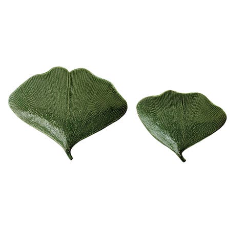 Boho Stoneware Gingko Leaf Shaped Plates