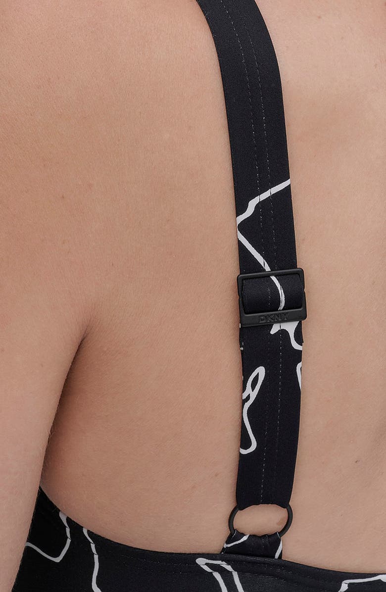 DKNY Starburst One-Piece Swimsuit, Alternate, color, Black/ White Outline