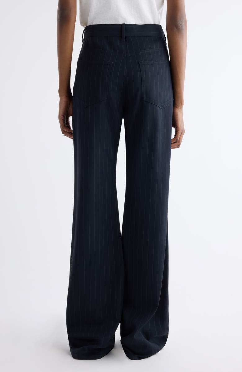 Acne Studios Poltana Fluid Pinstripe Bootcut Trousers, Alternate, color, Navy