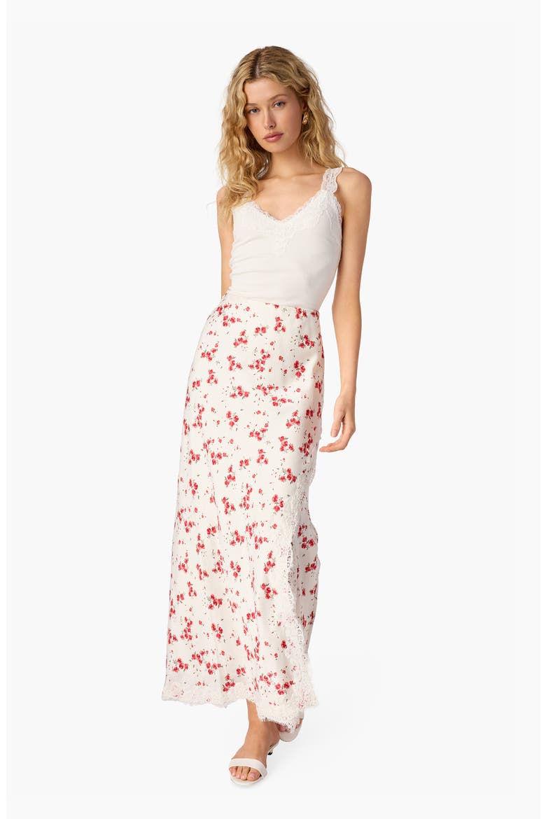 Teagan Floral Hammered Satin Maxi Skirt, Alternate, color, CANDIED ROSE