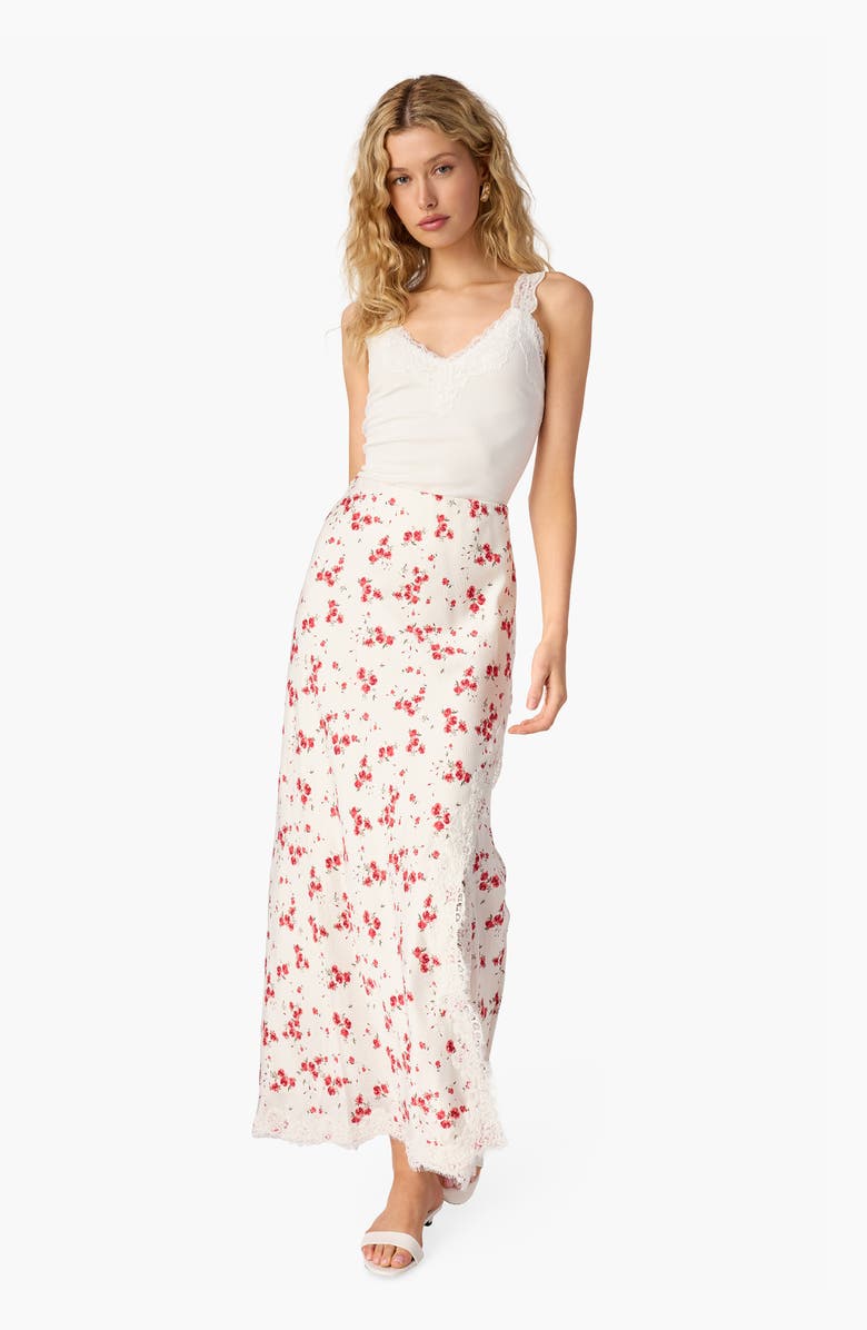 CAMI NYC Teagan Floral Hammered Satin Maxi Skirt, Alternate, color, Candied Rose