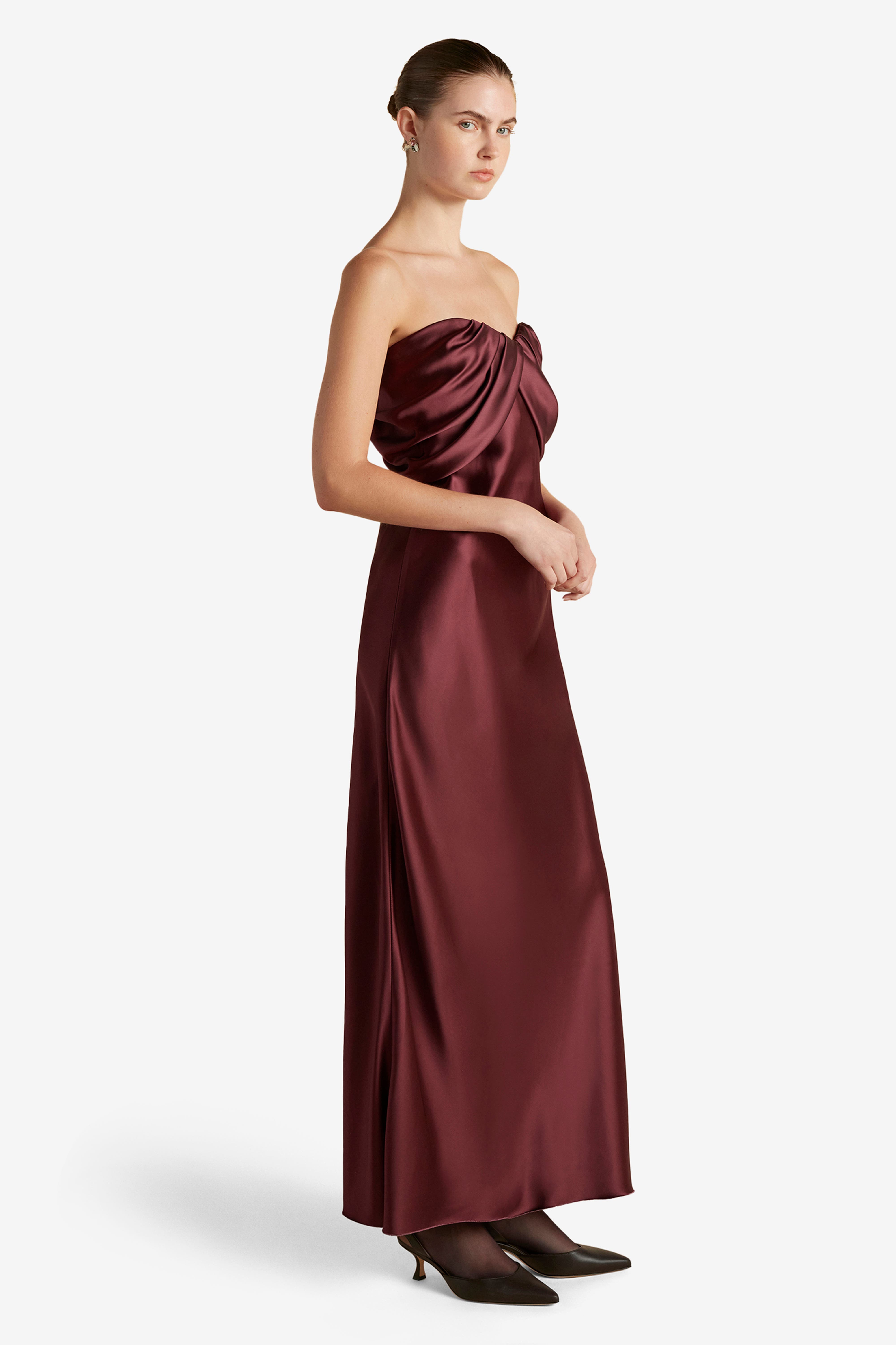 Satin Draped Bustier Dress - image 4