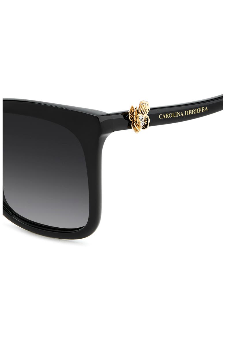 Her 55mm Gradient Rectangular Sunglasses, Alternate, color, BLACK/ DARK GREY SF