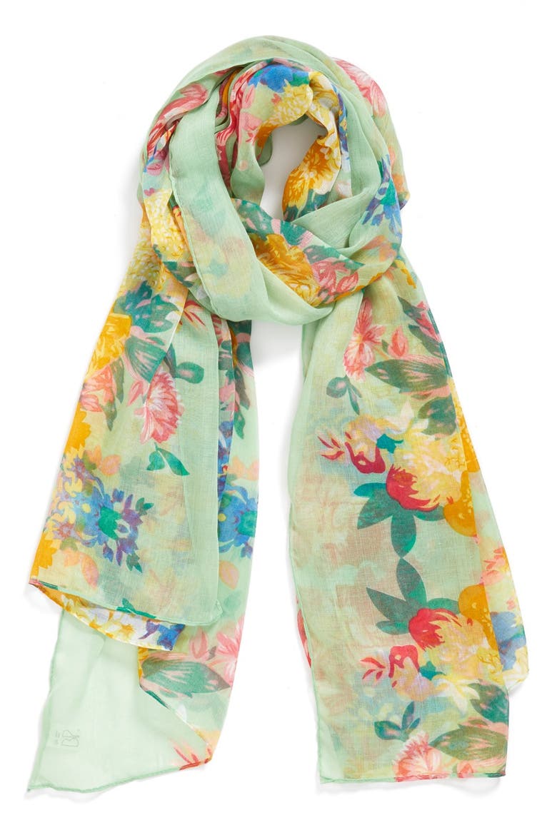 Floral Oversized Scarf, Main, color, GREEN