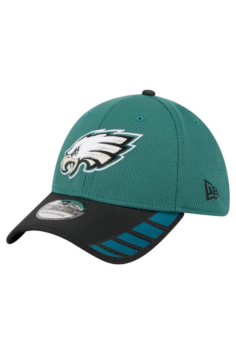 Men's New Era Midnight Green Philadelphia Eagles Visor Hit 39THIRTY Flex Hat, Main, color, Green