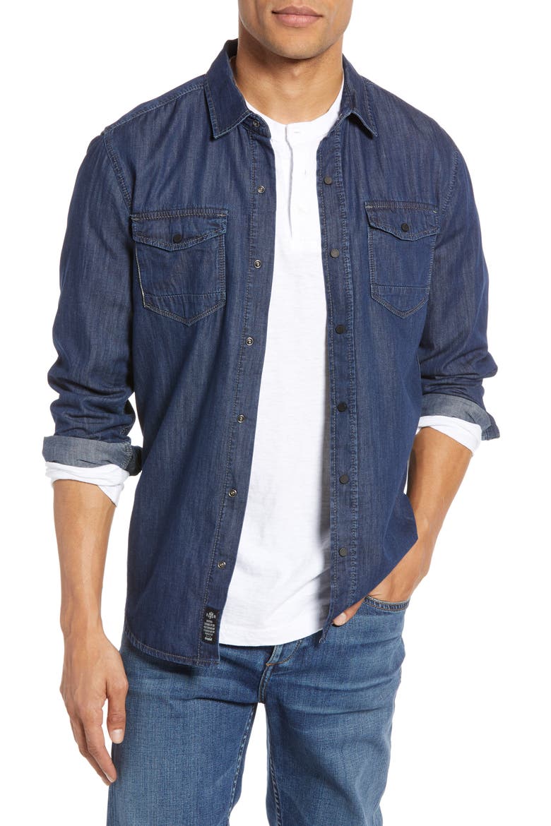 Rio Deep Brushed Denim Shirt, Main, color, DEEP BRUSHED