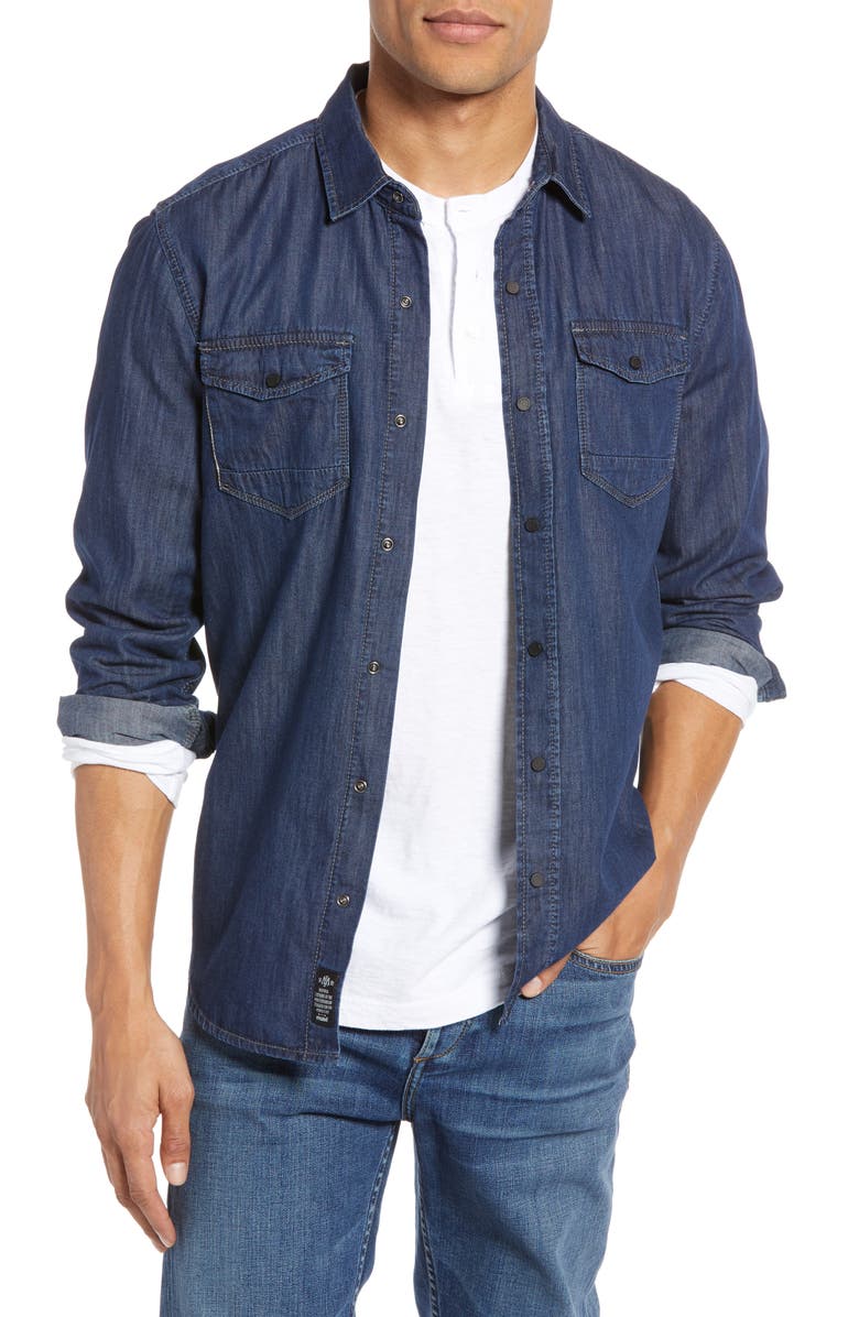 Mavi Jeans Rio Deep Brushed Denim Shirt, Main, color, 