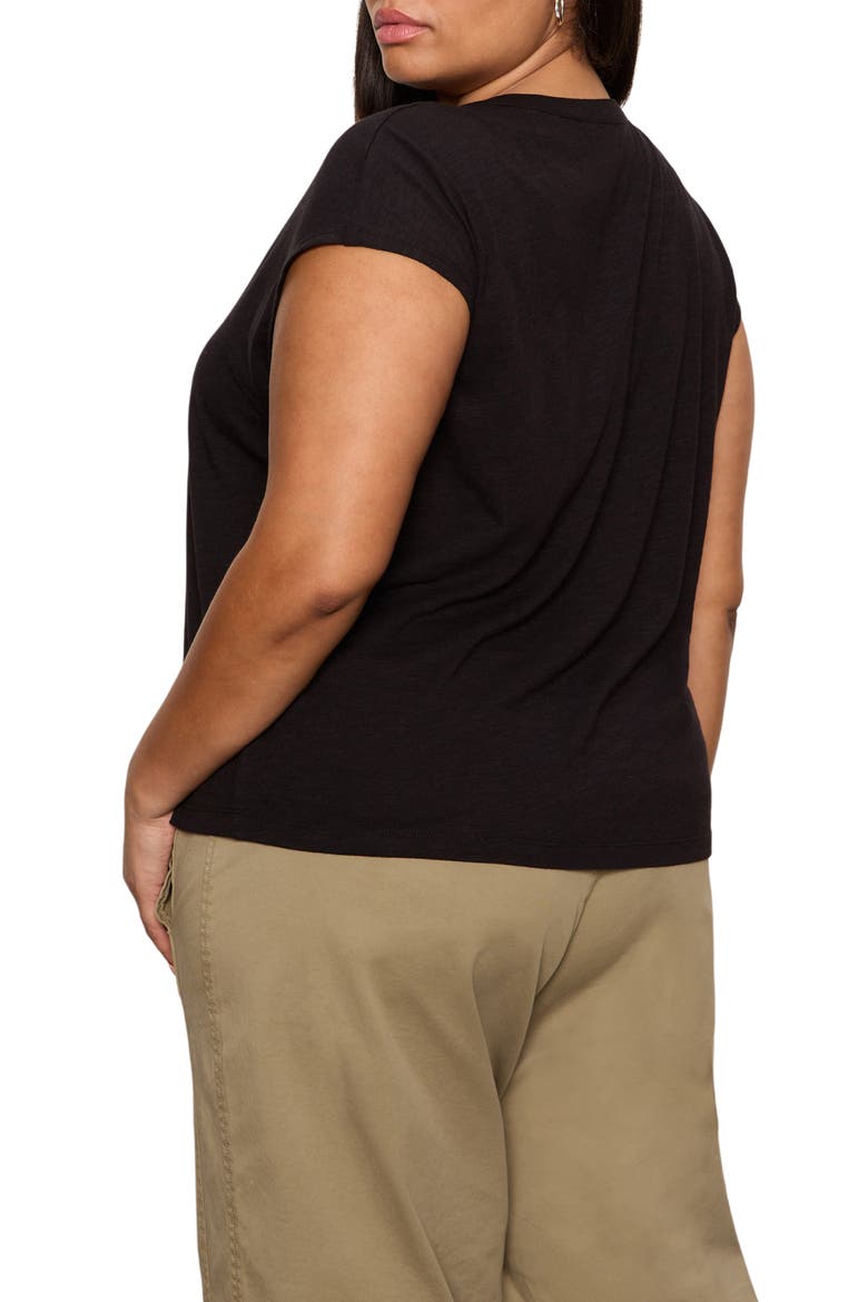 Organic Cotton Blend Split Neck T-Shirt, Alternate, color, BLACK