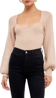 Endless Rose Ribbed Bishop Sleeve Top