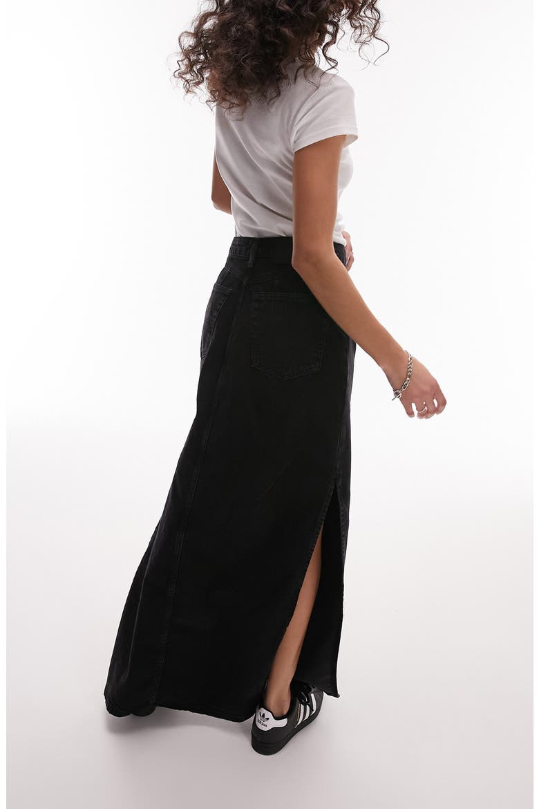 Denim Maxi Skirt, Alternate, color, BLACK