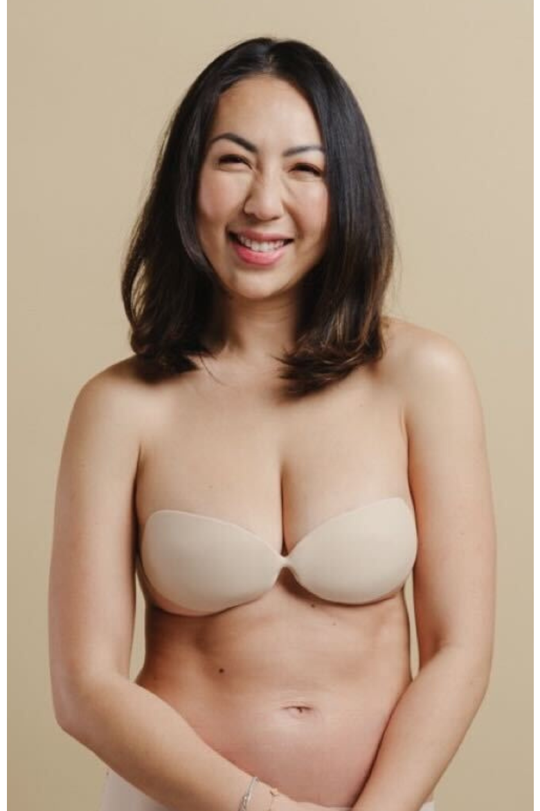 Backless Strapless Reusable Silicone Adhesive Sticky Bra, Main, color, Cream