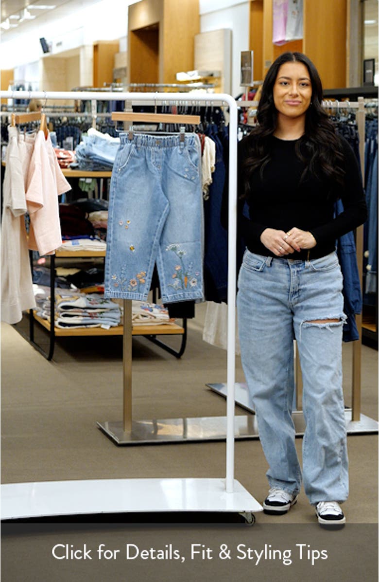 Kids' Bee Embroidered Wide Leg Jeans, sales video thumbnail