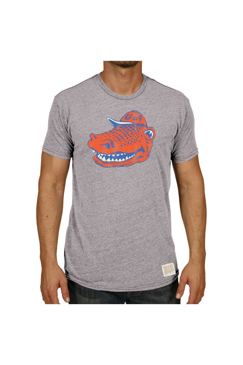 Men's Original Retro Brand Heathered Gray Florida Gators Vintage Logo Tri-Blend T-Shirt, Alternate, color, Heather Gray