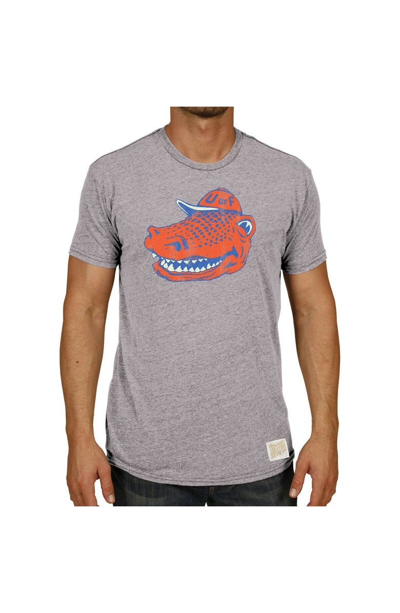Retro Brand Men's Original Retro Brand Heathered Gray Florida Gators Vintage Logo Tri-Blend T-Shirt, Alternate, color, 