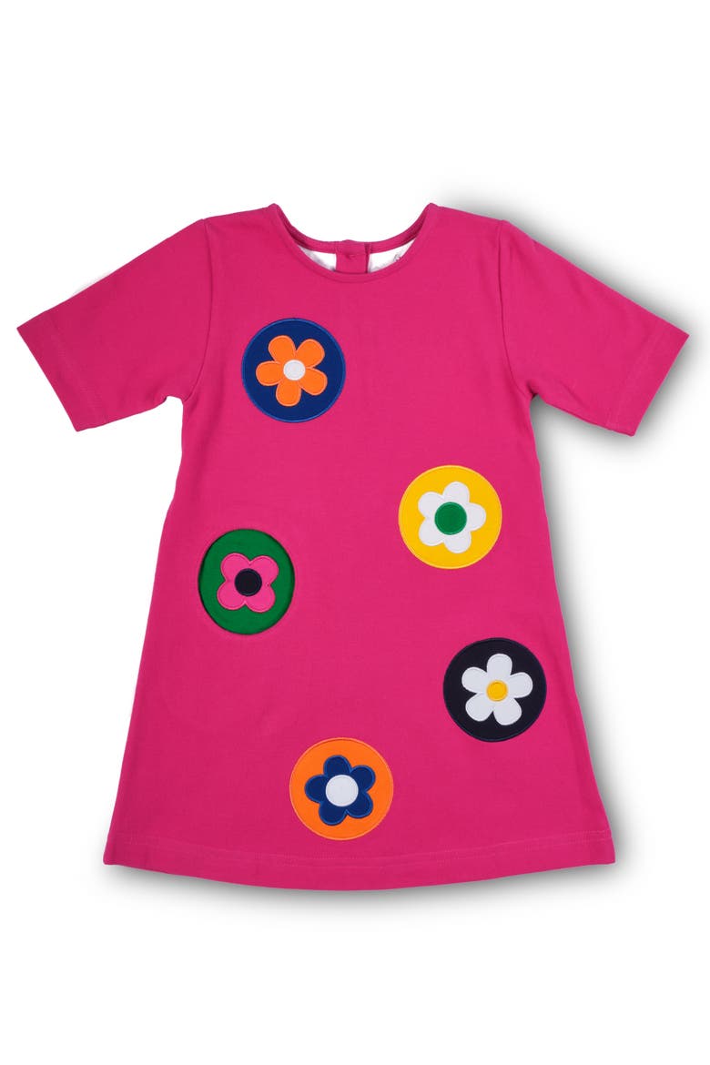 Pique Knit Dress With Flower Dots, Main, color, Pink, Multicolor