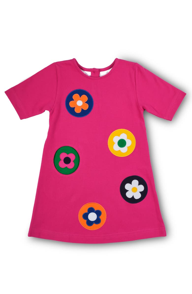 Florence Eiseman Pique Knit Dress With Flower Dots, Main, color, Pink, Multicolor