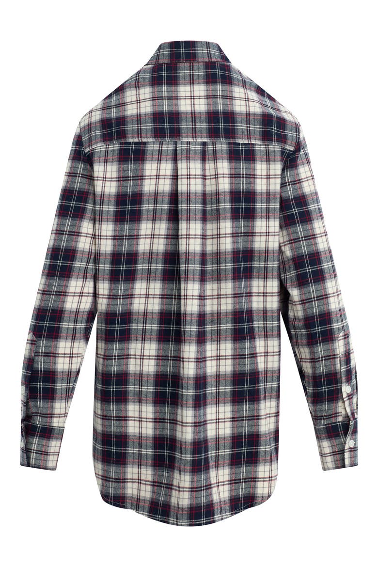 The Boyfriend Plaid Cotton Shirt, Alternate, color, MIDNIGHT CREAM PLA
