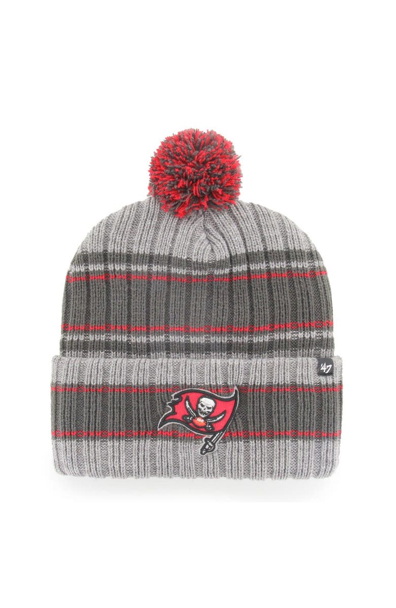 '47 Men's '47  Graphite Tampa Bay Buccaneers Rexford Cuffed Knit Hat with Pom, Main, color, 