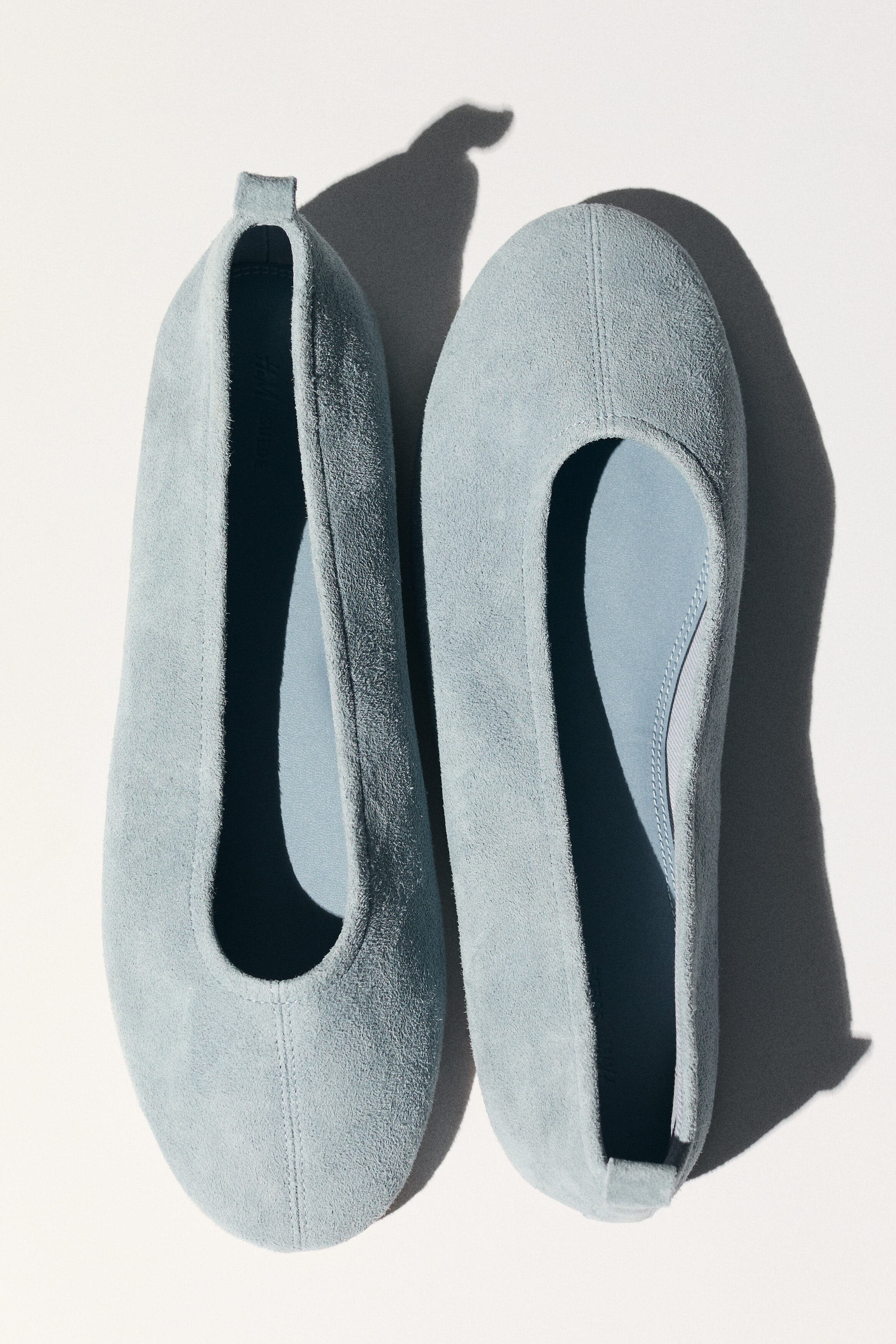 H&M Suede Ballet Flats, Alternate, color, Light Dusty Blue