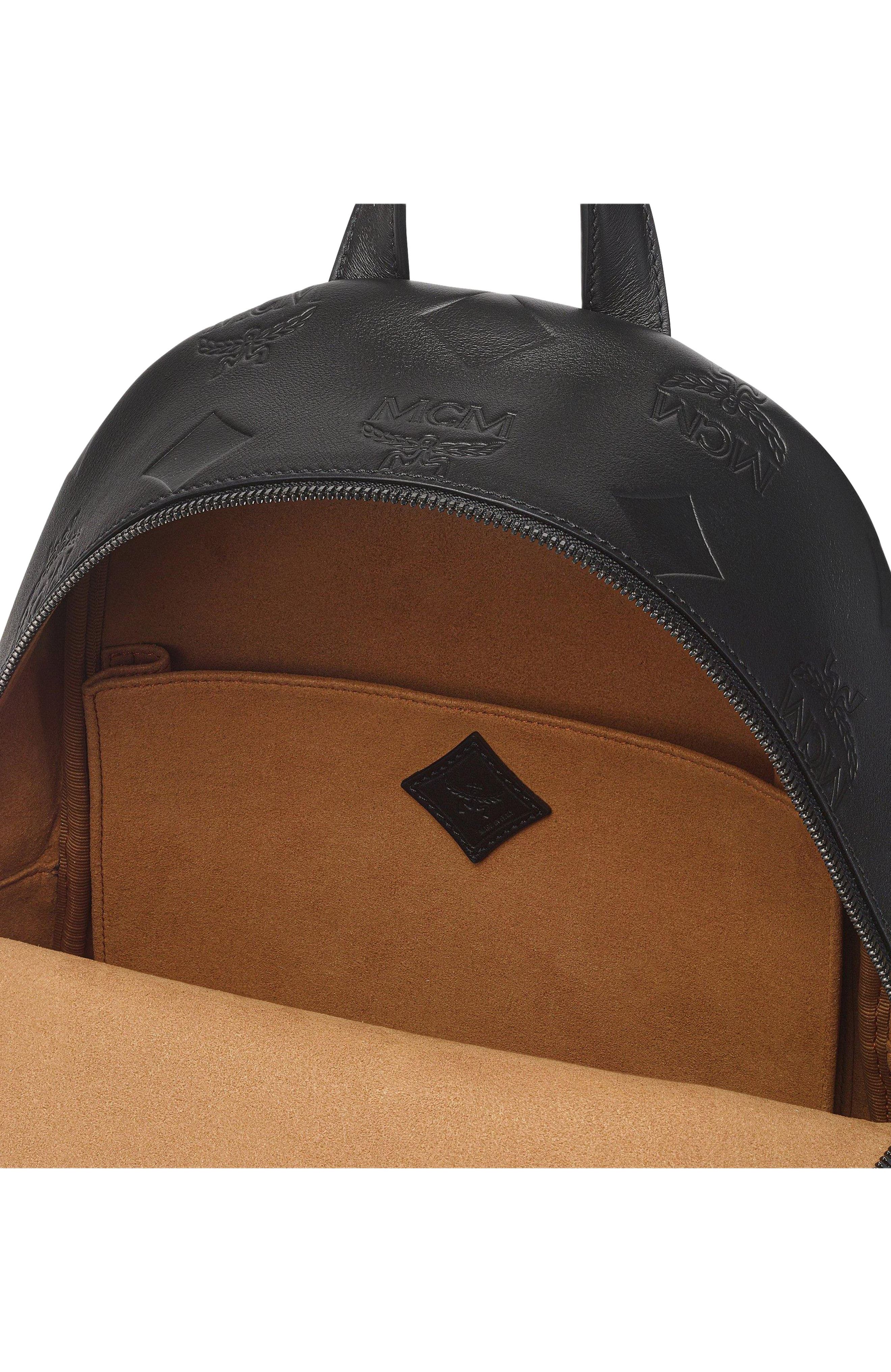 MCM Small Stark Backpack in Maxi Monogram Leather, Alternate, color, Black