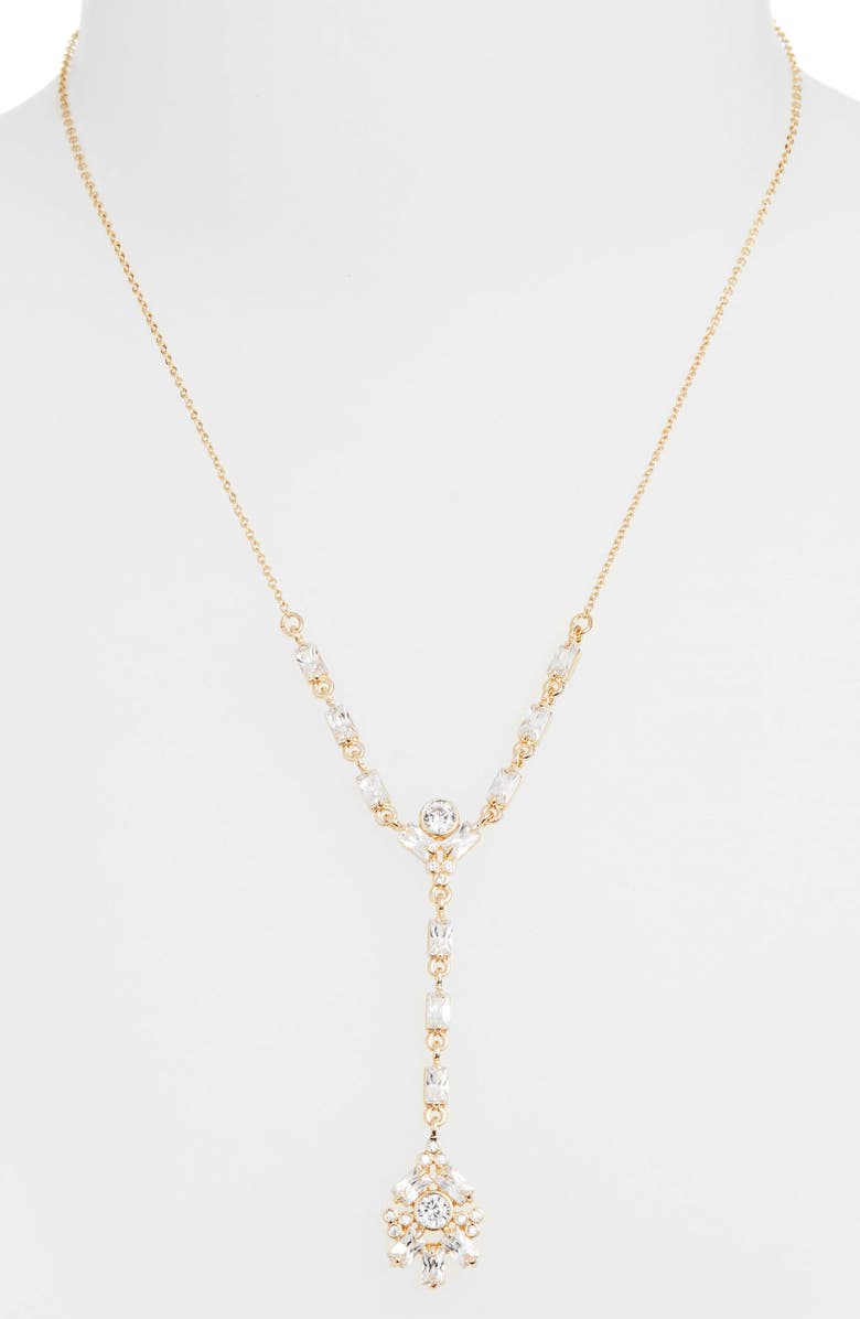 CZ by Kenneth Jay Lane Y-Necklace, Alternate, color, Gold