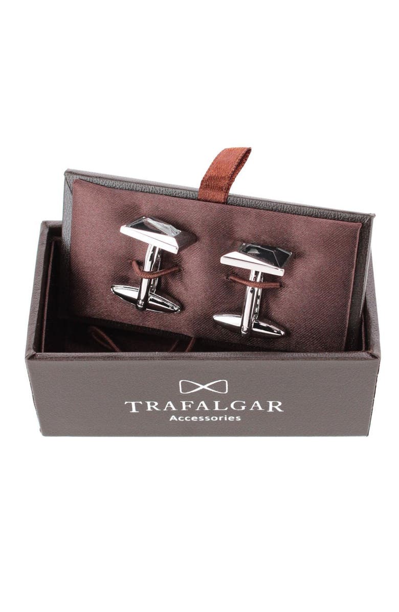 Trafalgar Reginal Rectangular Dapper Stone Cufflinks, Alternate, color, Black