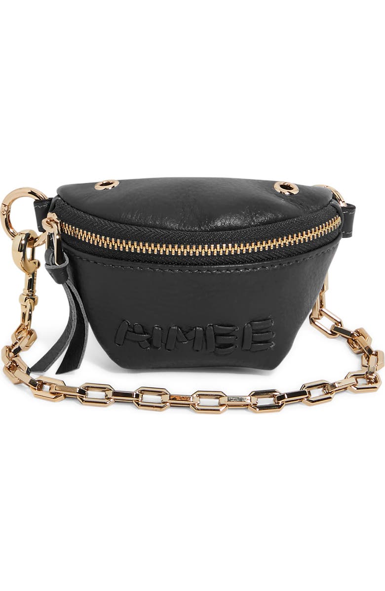AIMEE Zip Sling Leather Bag Charm, Main, color, Black